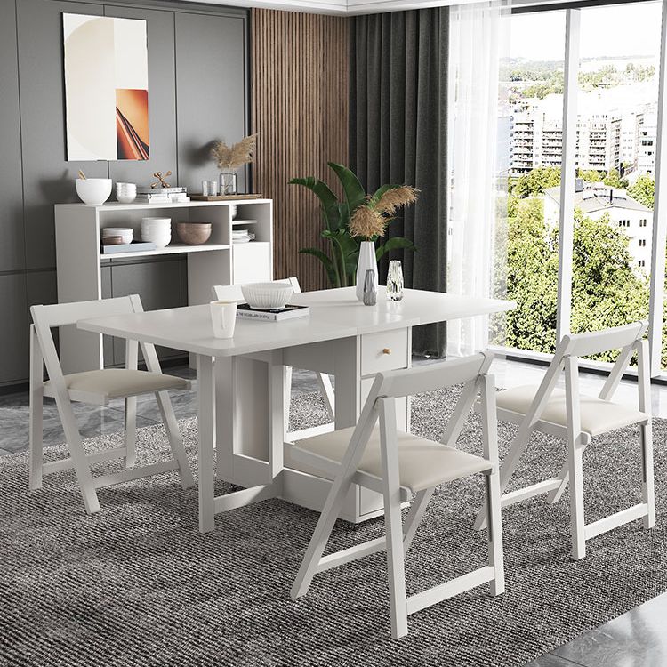 3/5/7 Pieces Modern White Wooden Rectangle Folding Dining Set for Home