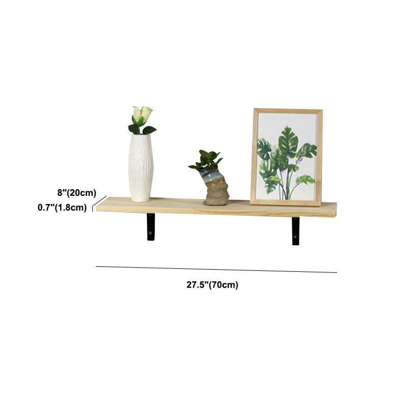 1 Shelf Floating Bookcase Natural Wood Closed Back Bookshelf