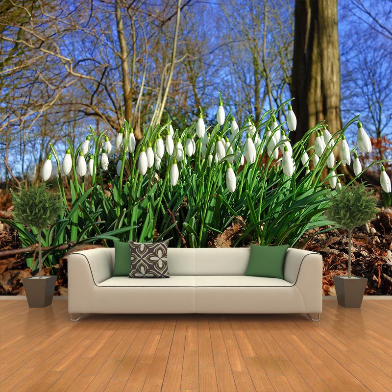 Customized Snow Lotus Mural Wall Covering Eco-friendly Wallpaper for Bedroom