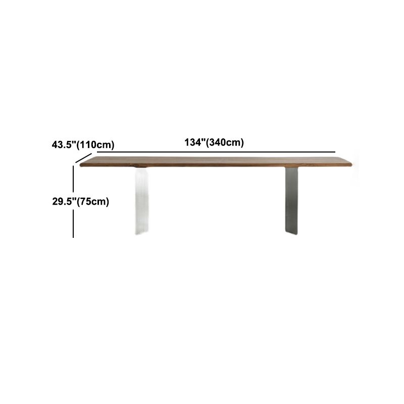 Rectangle Kitchen Dining Table Solid Wood Table Luxury with Double Pedestal Base