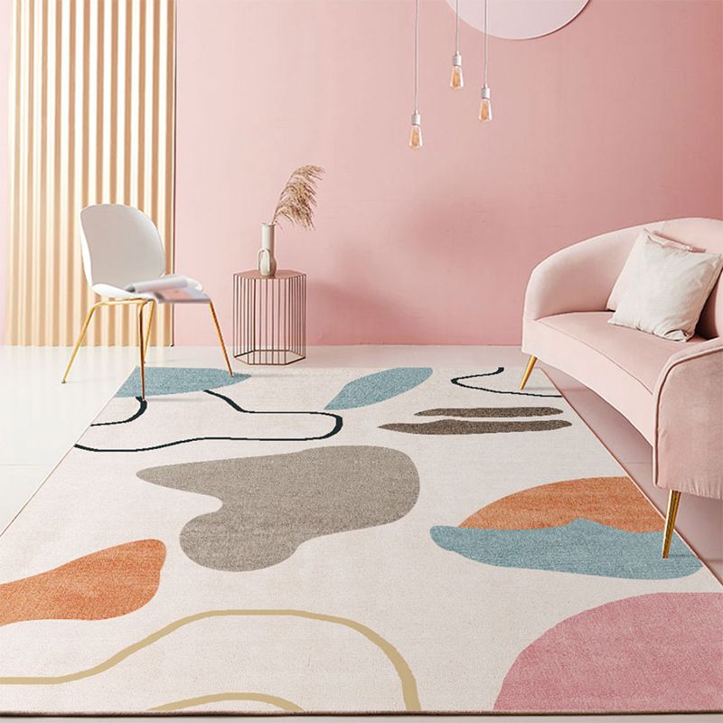 Pink Simplicity Carpet Polyester Color Block Carpet Stain Resistant Carpet for Drawing Room