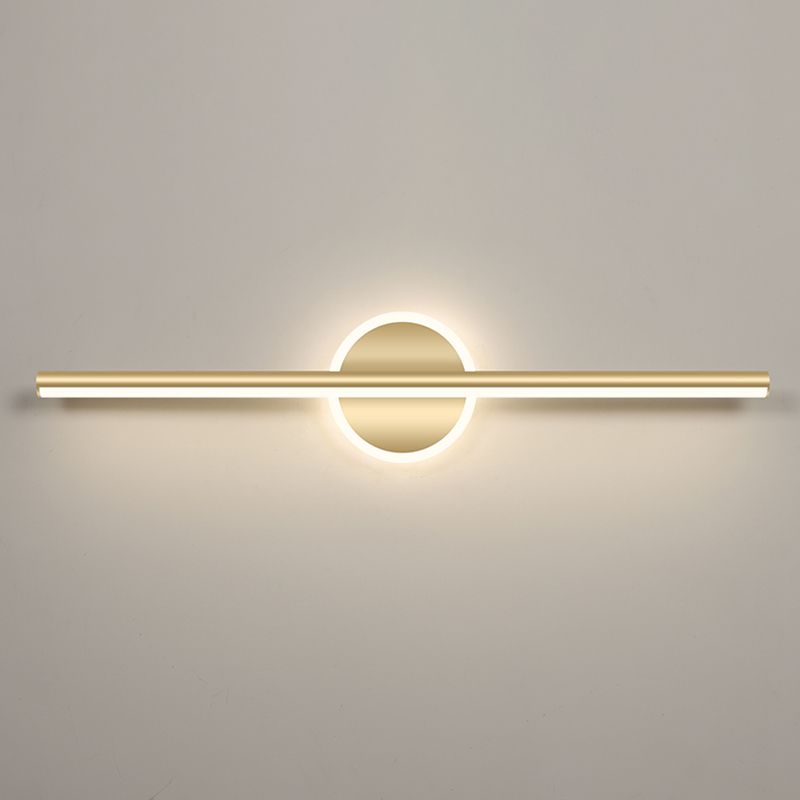 Gold LED Vanity Light Fixtures Modernist Mirror Front Lighting with Silicone Shade
