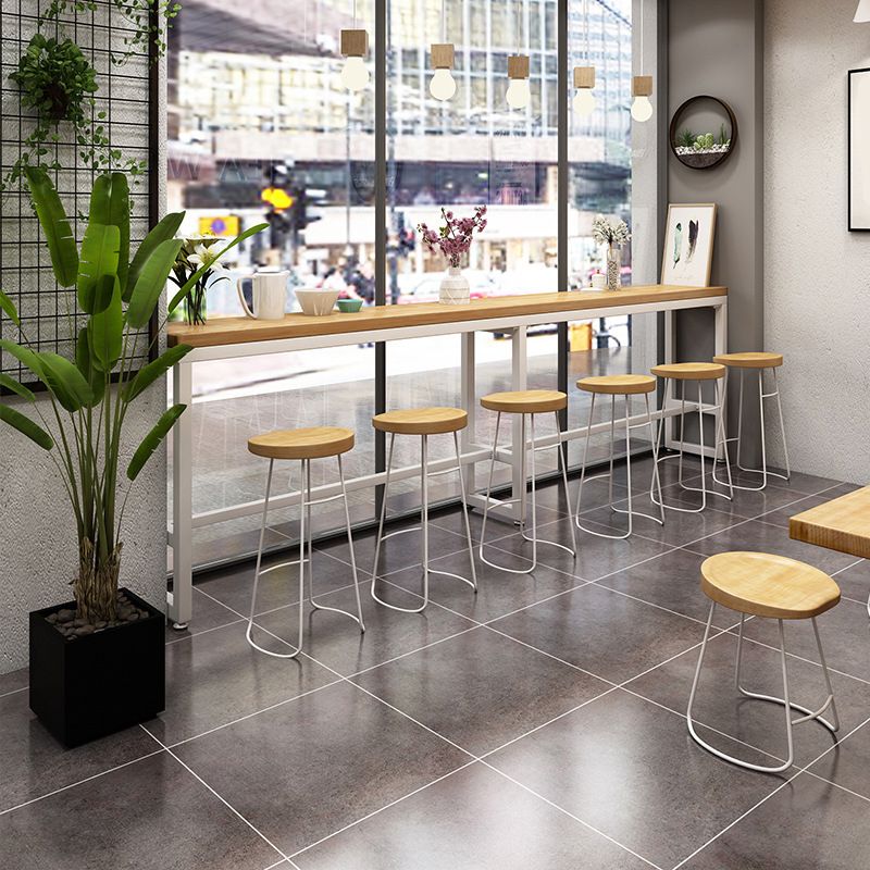 Wood Dining Stool Contemporary Backless Bar Stools with Footrest