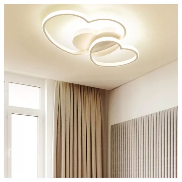Heart Ceiling Light Fixture Minimalist Style Metal LED Bedroom Semi Flush Mount Light