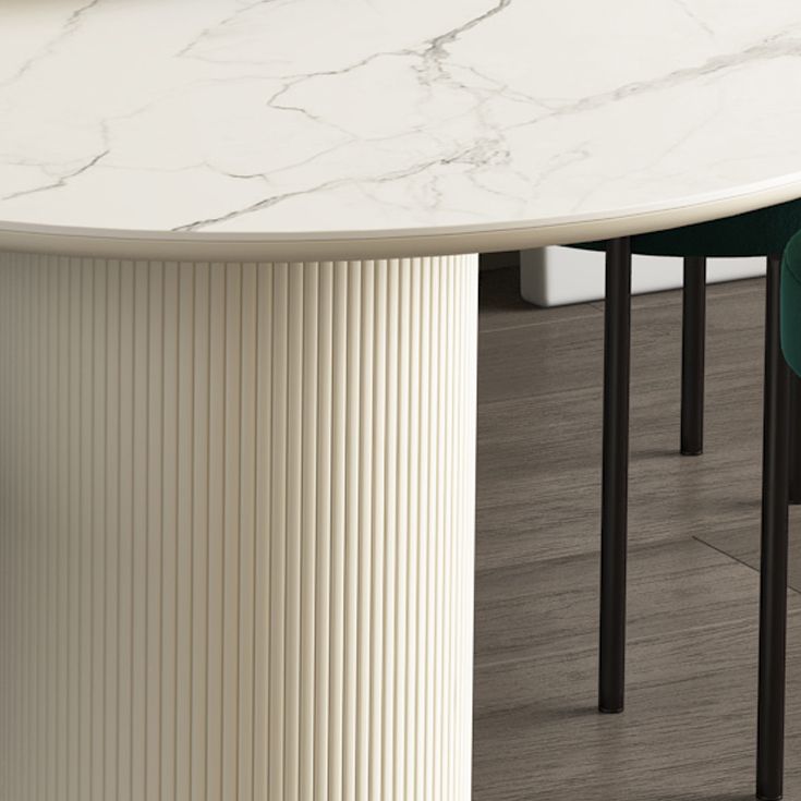 Simplicity Style Sintered Stone Dining Table 3 Legs Base 55" Wide Freeform Table for Home