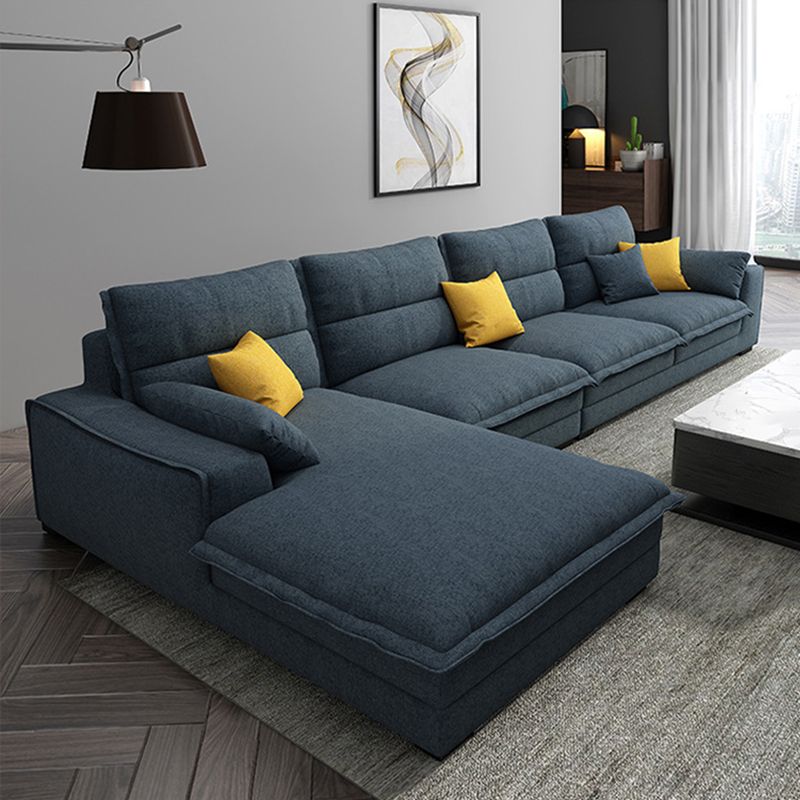 Linen Sectional Sofa L-Shape Stationary Sectional Sofa,Pillowed Back Cushions