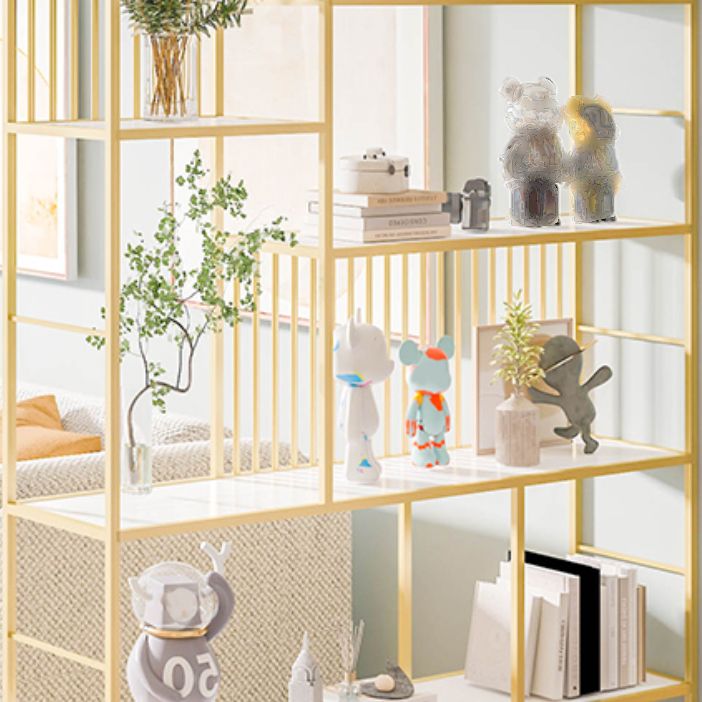 Glam Engineered Wood Bookshelf Open Back Standard Bookcase with Shelves