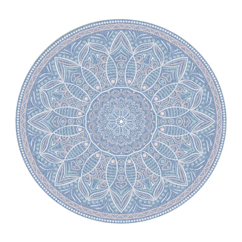 Trendy Flower Printed Rug Multi Color Cotton Blend Area Carpet Pet Friendly Stain-Resistant Indoor Rug for Decoration