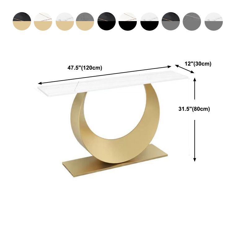 Glam Stone Console Accent Table Rectangle End Table for Hall