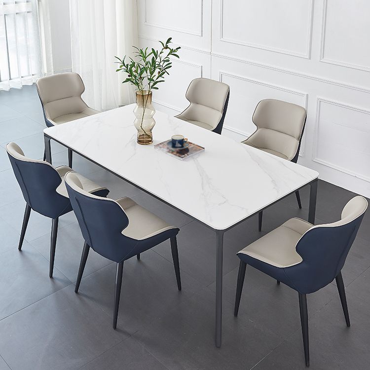 Rectangle Dining Table Sintered Stone Table Industrial Style with 4 Legs