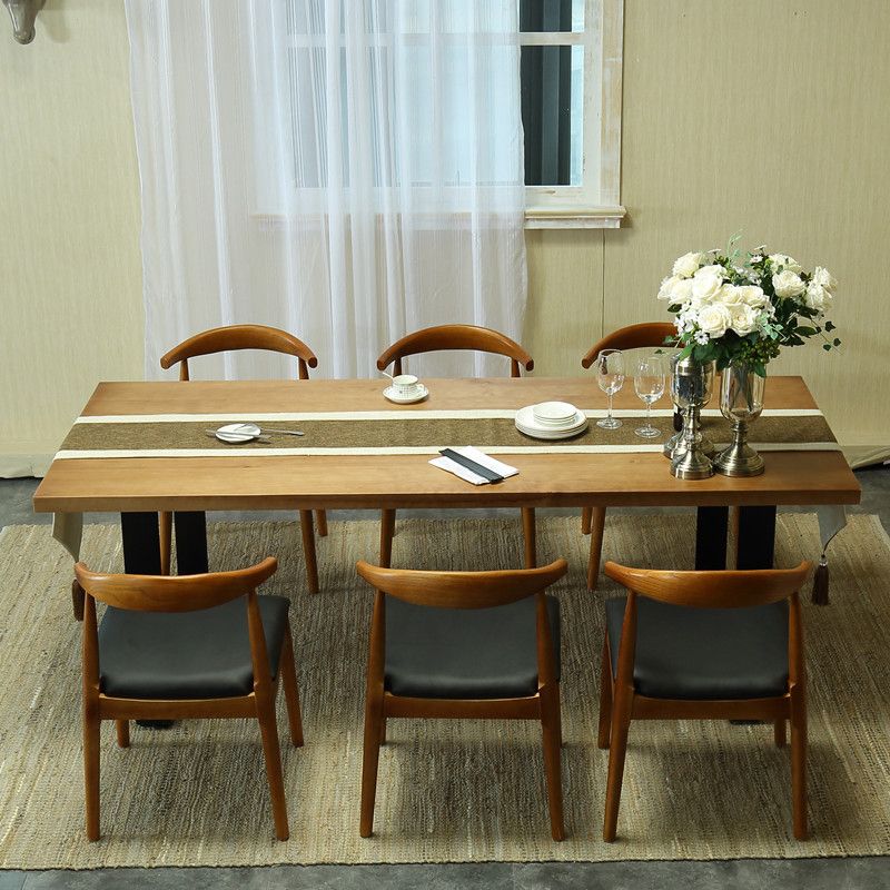Indoor Industrial Dinette Set 1/2/5/7 Pieces Solid Wood and Metal Table Set