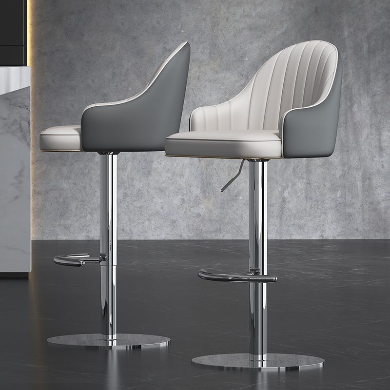 Industrial Backrest Elevatable Counter Stool Iron Cafe Bar Stool with Cushion and Pedal