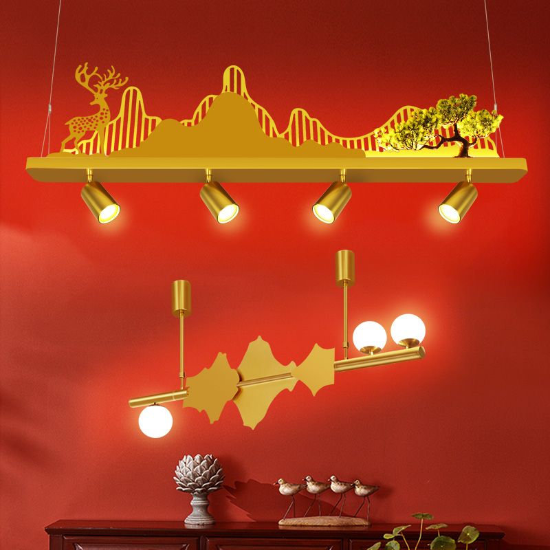 Geometry Shape Island Lights Modern Style Metal Island Lighting in Gold