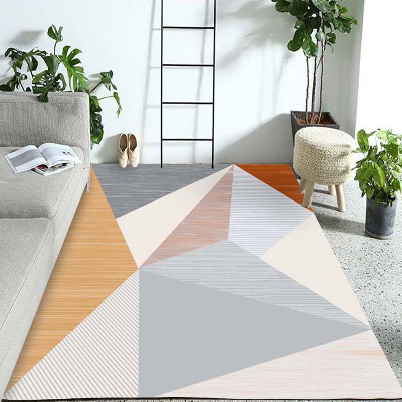 Colorful Triangle Design Rug Trendy Modern Carpet Polyester Easy Care Area Carpet for Living Room
