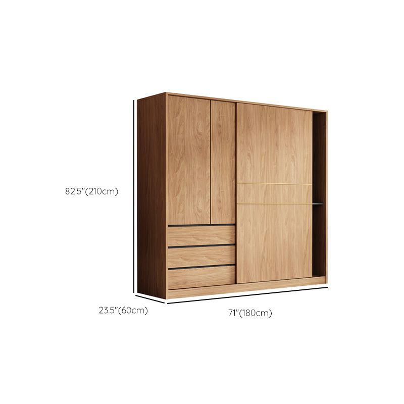 Contemporary Wood Wardrobe Armoire Freestanding Adjustable Shelves Wardrobe with Drawers