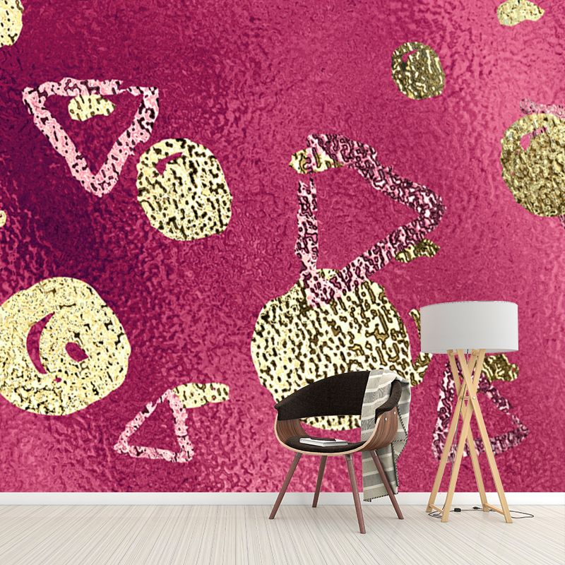 Custom Illustration Artistry Mural with Foil Geometric Shapes Pattern in Pastel Color