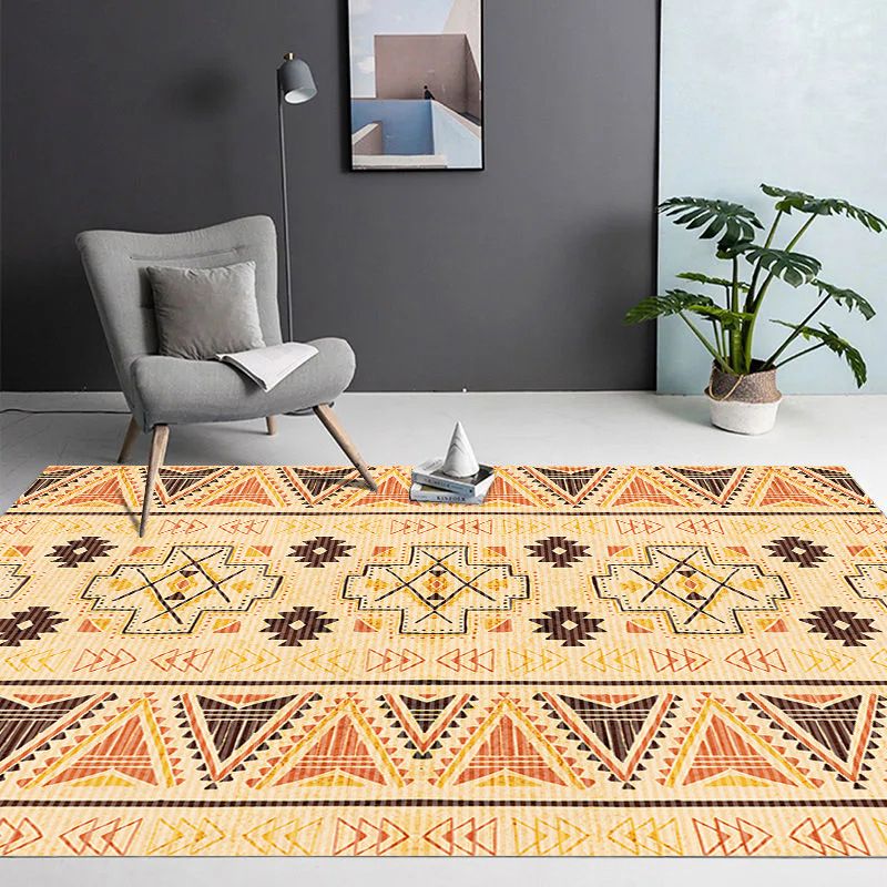 Donkere kleur Southwestern Print Rug Polyester Boho-chic tapijt Non-slip achterste binnen Tapijt voor woonkamer