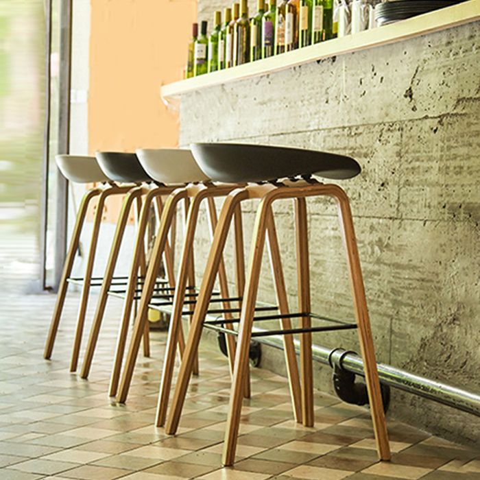 Contemporary Wood Stool Backrest Counter Plastic Counter Stool in Matte Finish for Indoor