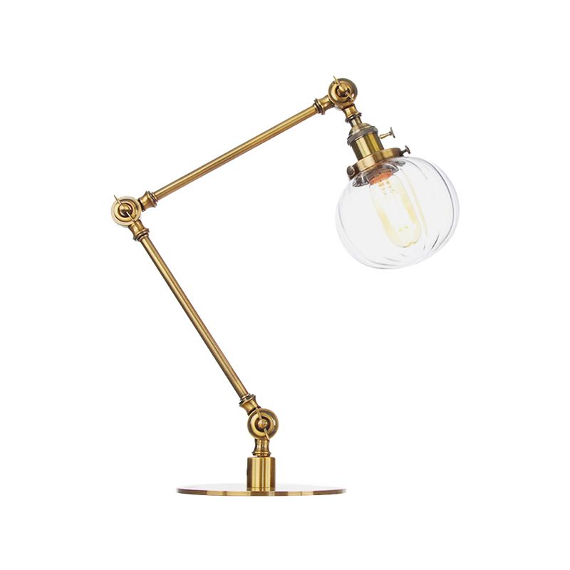 Éclairage de table globale en verre ambre / transparent vintage élégant 1 lampe de table finale noire / bronze claire pour chambre à coucher