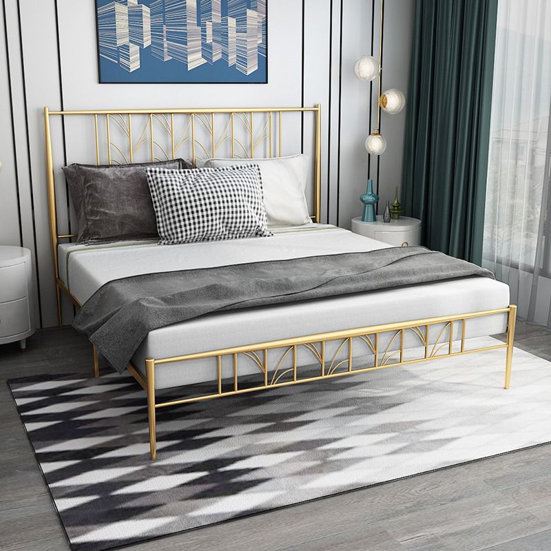 Gold and Black Bed Frame Iron Open-Frame Bed with Custom Gold Legs