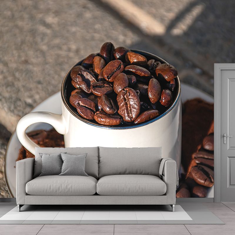Coffee Beans Mural Wallpaper for Coffe Shop, Moisture Resistant, Custom Size