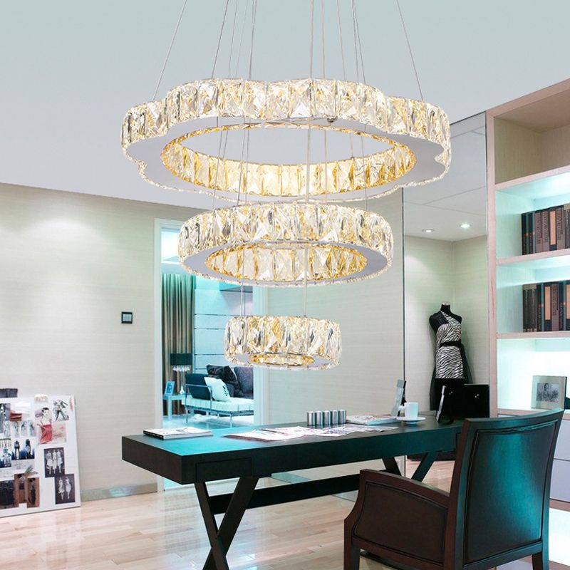 Crystal Block 3 Tiers Lamera lampadina Light Contemporary Gold Appedfiling Lampada in luce calda/bianca per l'isola della cucina