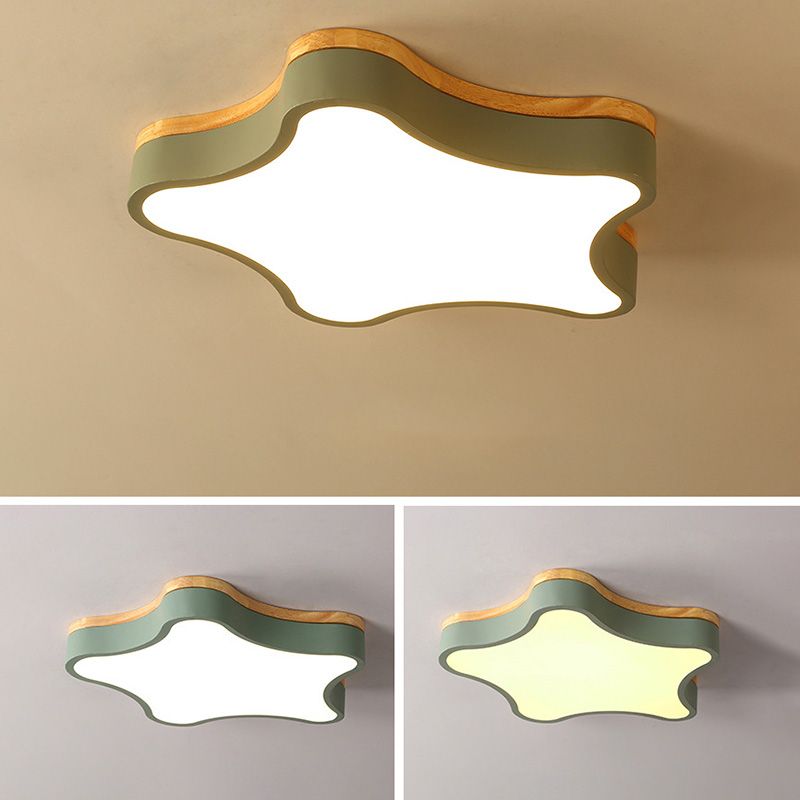 Lampe LED étoile à cinq branches, plafonnier encastré avec abat-jour en acrylique blanc pour chambre à coucher