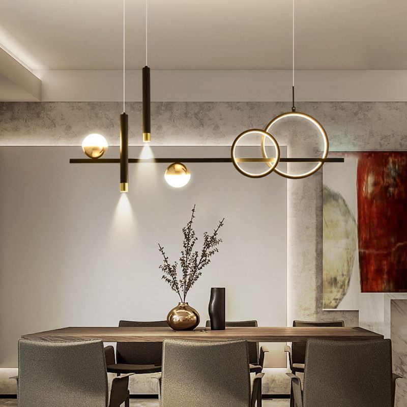 Linear Metal Island Lighting Fixture Simplicity Style LED Island Lamp for Dining Room