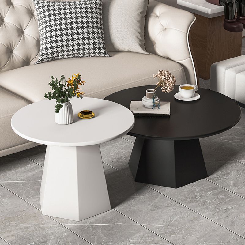 Pedestal 1/2 Black/White Coffee Table Metal Round Cocktail Table