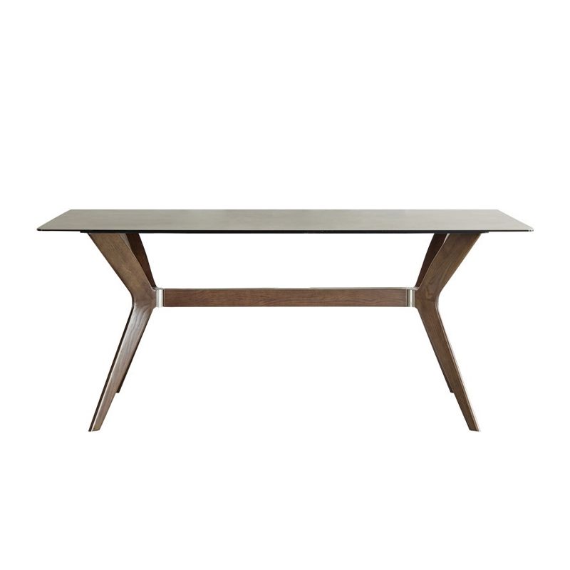 Industrial Dinner Table Stone Rectangle Dining Site Table in Grey