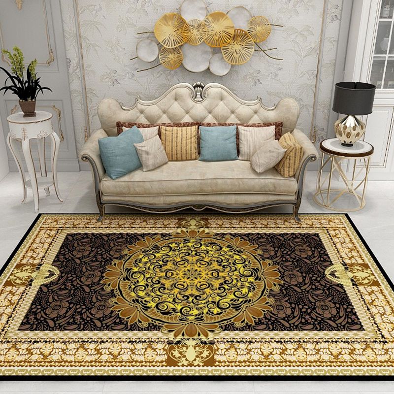 Multi-Colored Moroccan Rug Synthetics Jacquard Pattern Rug Washable Stain Resistant Non-Slip Carpet for Lounge