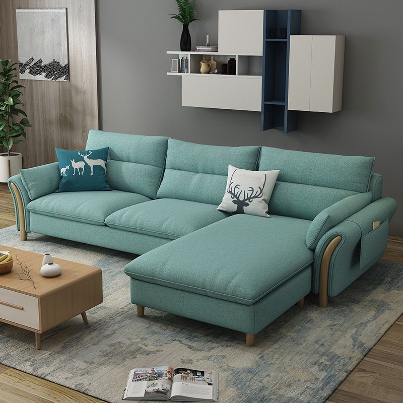 Nrdic Fabric Stationary Living Room Flared Arm Cushions Sofa Chaise