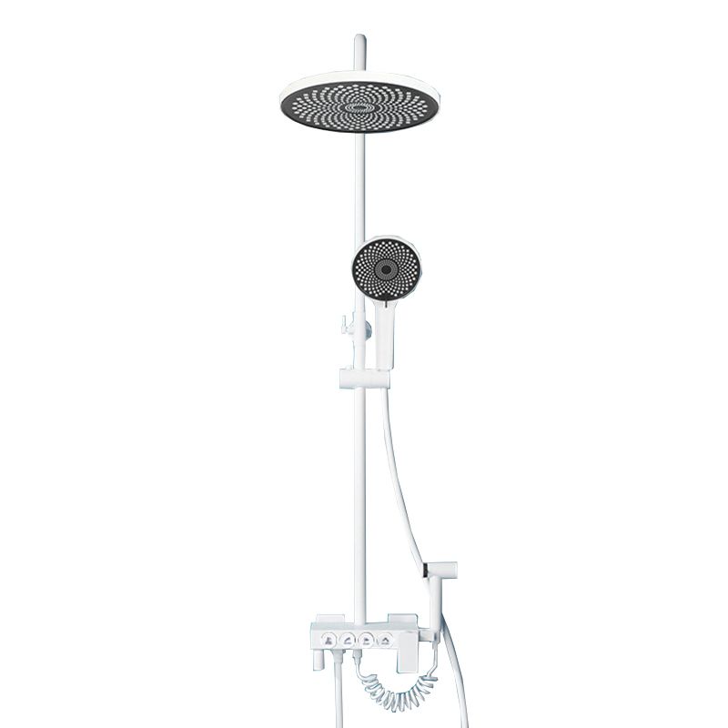 Wall Mounted Shower Arm Shower Faucet in White Metal Shower System Adjustable Water Flow