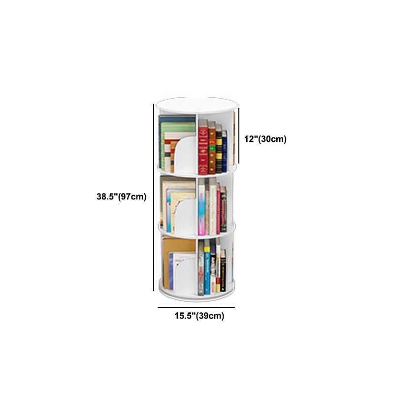 Modern White Bookcase Corner Engineered Wood Bookshelf with Rectangular Shelves