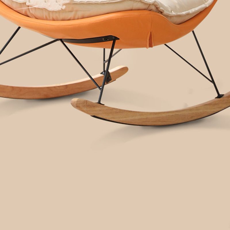 Glam Ergonomic Rocker Chair with Padded Seat Rocking Accent Chair Wingback