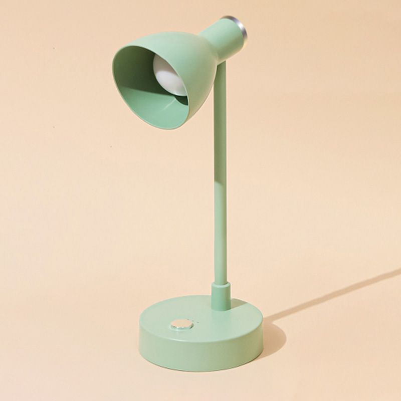 Lampada da tavolo Macaron con luce da lettura a LED per dormitorio con paralume in plastica a campana