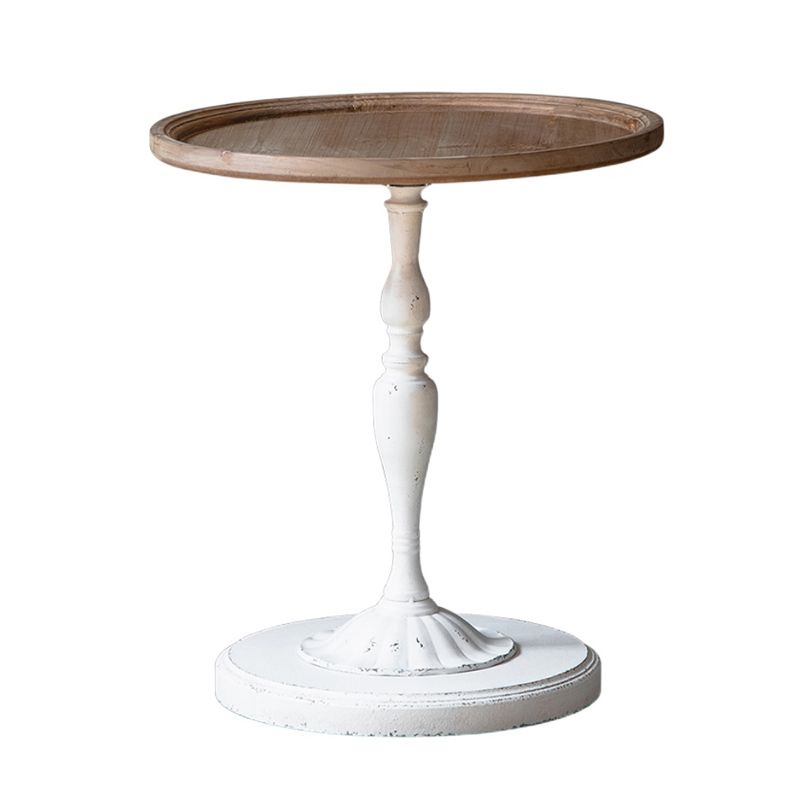Wood and Metal Side End Snack Table Rustic Style Solid Wood End Table