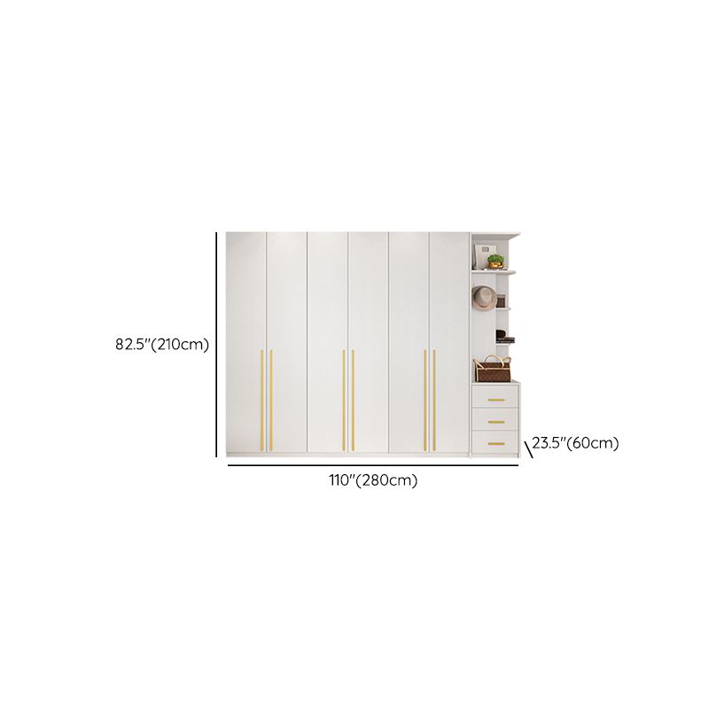 Modern Solid Color Kid's Wardrobe Wooden White Hanging Clothes Rack