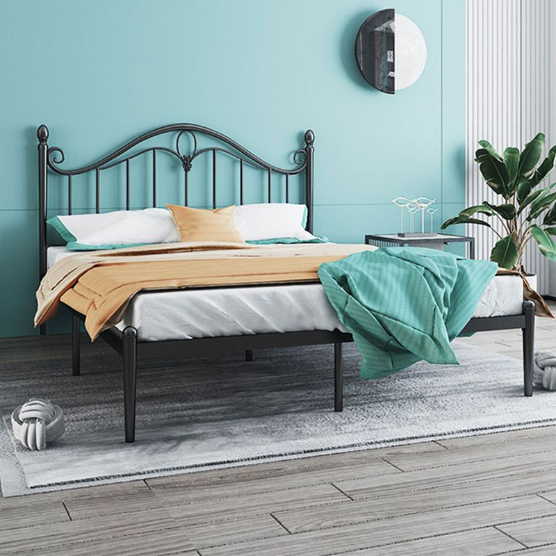 45" Tall Glam Standard Bed Metal Open-Frame Bed with Arched Headboard