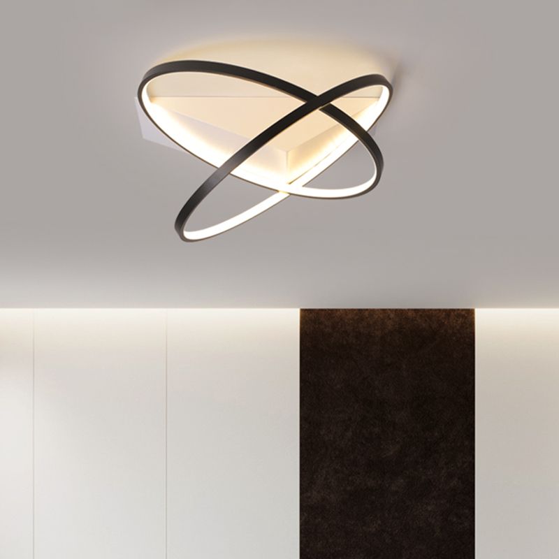 Modernist Dual Rings Ceiling Mount Acrylic Bedroom LED Flush Mount Lamp in Black, 16.5"/20.5" W