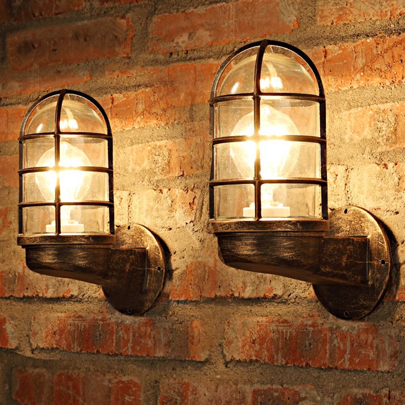 Lámparas de pared de la jaula industrial vintage de metal y vidrio Montaje de pared Luz de luz para barra