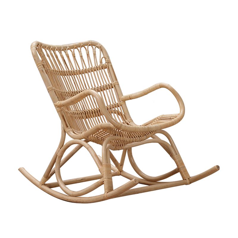 Contemporary Wicker Rocking Accent Chair Natural Rocker Chair Spindle
