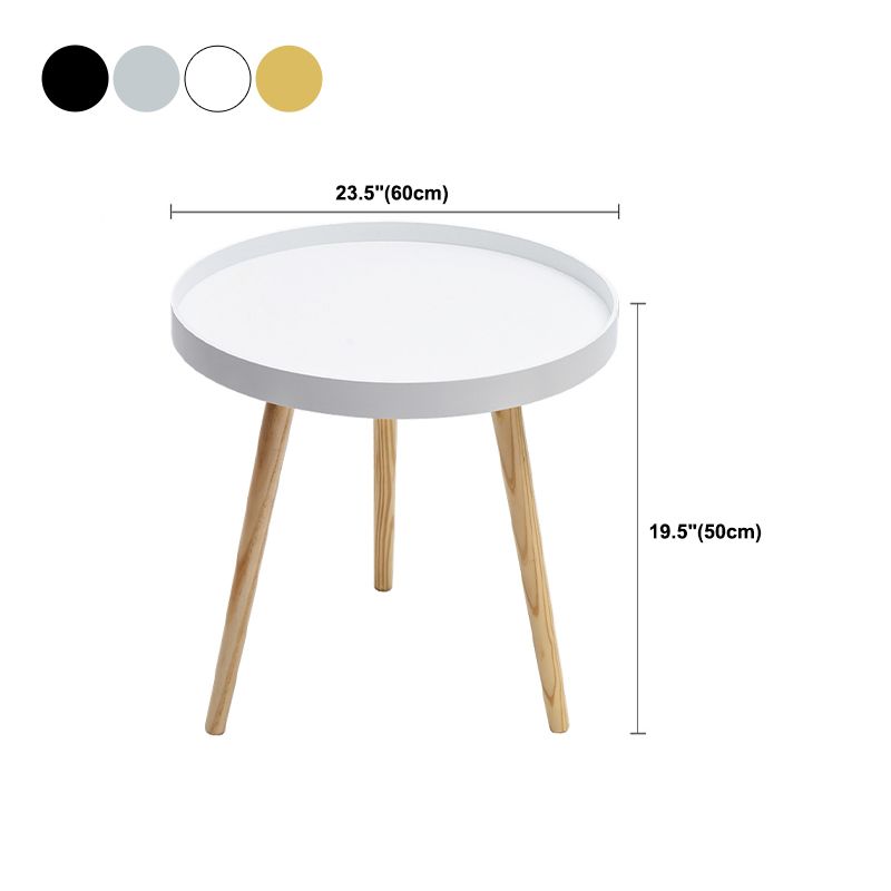 19.6"H Modern 3 Legs Wood Base Plastic Round Tray Top Coffee Table