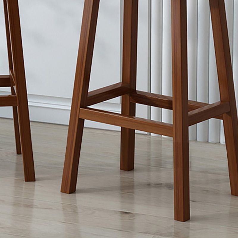 Solid Wood Backless Counter Stool Modern Armless Bar Stool with Wooden Footrest