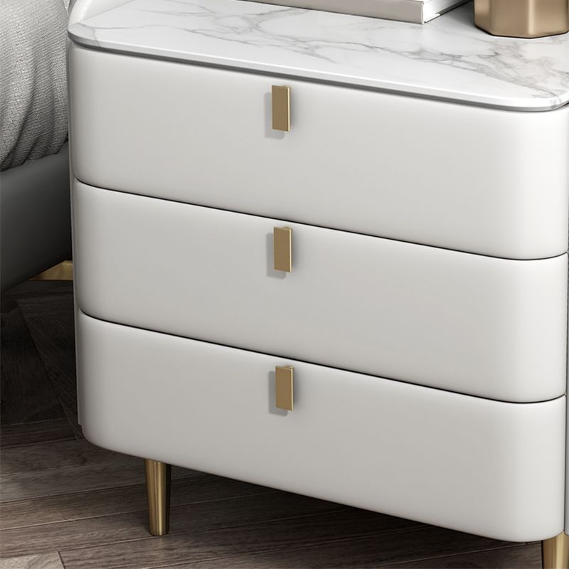 Solid Wood Frame 3 Drawer Leather Multicolor Choice Gold Table Leg Nightstand