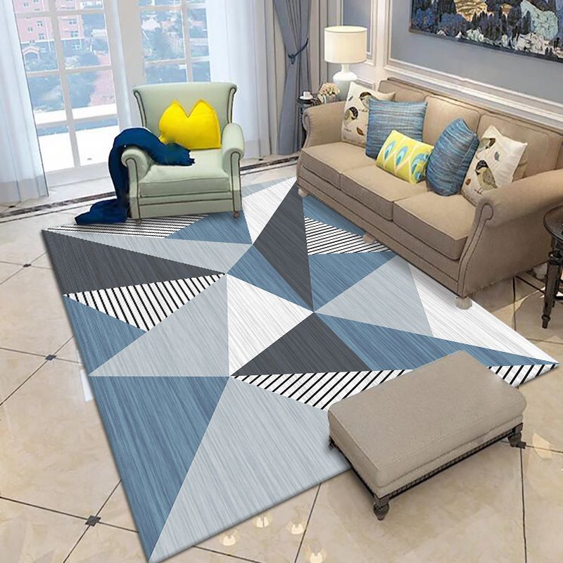 Simplicity Geometry Design Indoor Rug Soft Contemporary Polyester Carpet Rectangle Stain Resistant Carpet for Home Decor