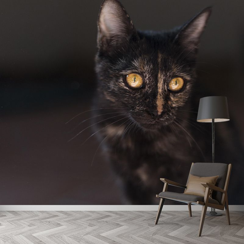 Lovely Kitten Mural Wallpaper Stain Resistant Wall Covering for Sitting Room