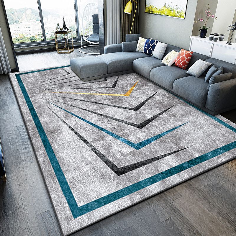 Modern Geometry Pattern Carpet Polyester Indoor Rug Non-Slip Backing Area Carpet for Home Decoration
