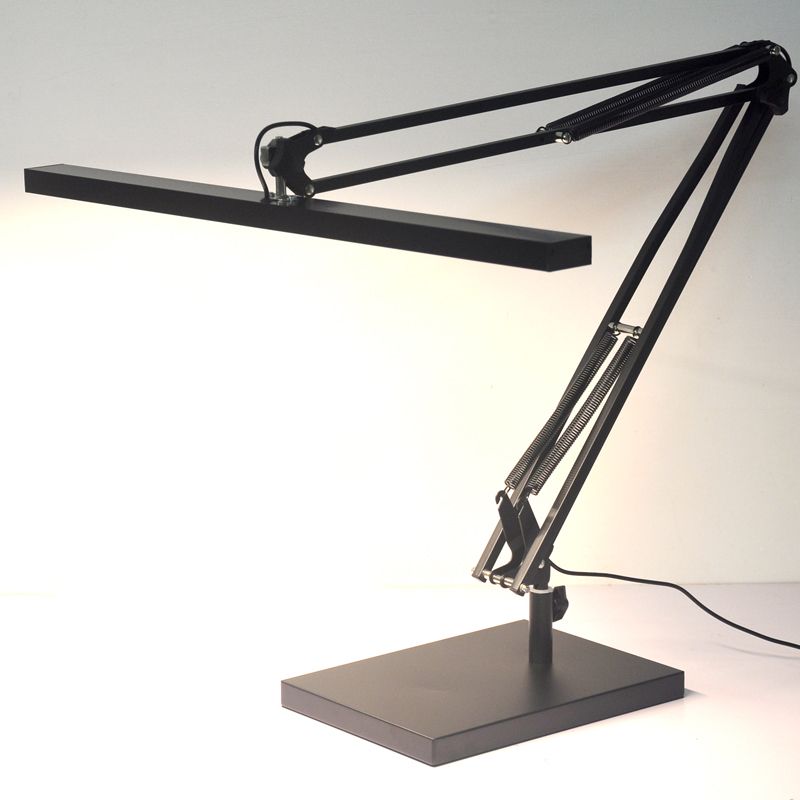 Linear Night Table Lamp Modern Style Metal 1 Light Nightstand Lamp in Black