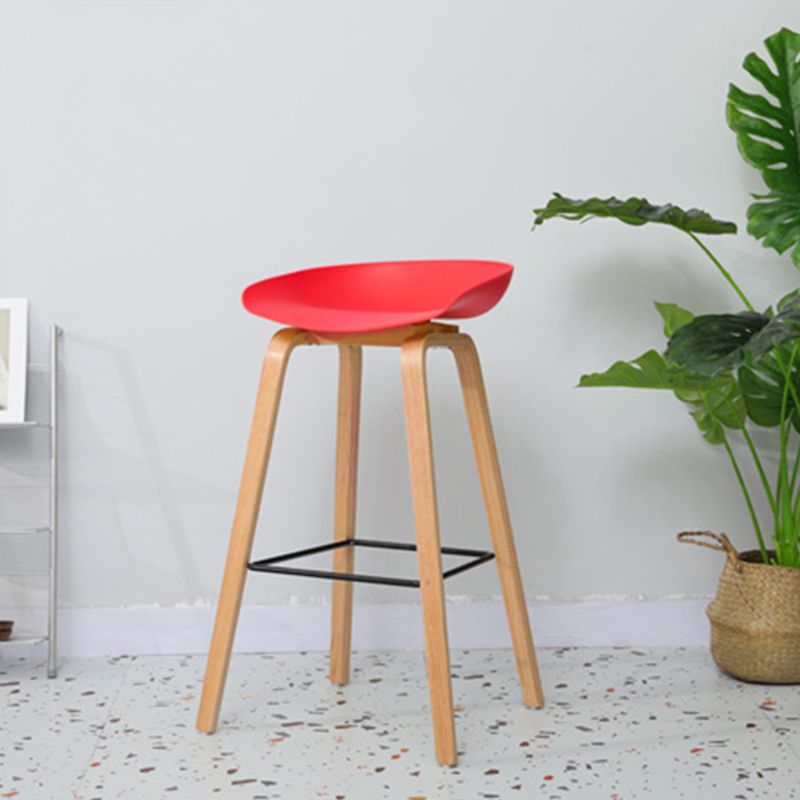 Contemporary Style Stool 4 Legs Wood Counter Stool for Home Use